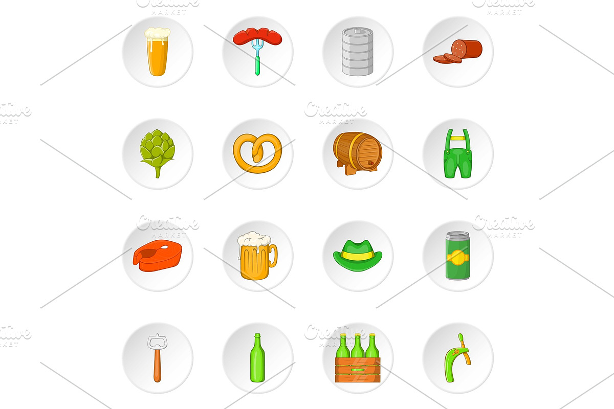Oktoberfest icons set, cartoon style in Illustrations - product preview 8