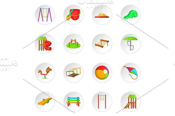 Children playground icons set