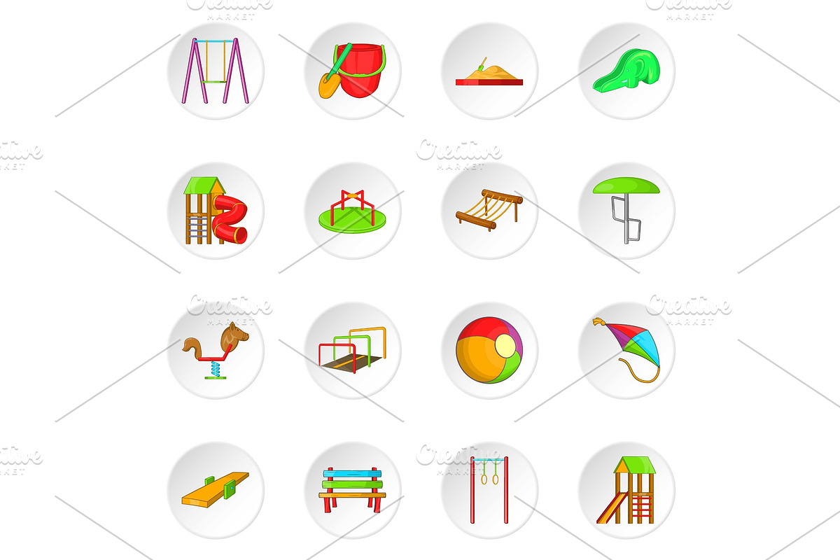 Children playground icons set in Objects - product preview 8