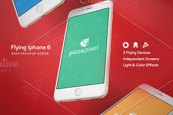 Mockup Iphone 6 Flying Scene (NEW) in Mobile & Web Mockups - product preview 1
