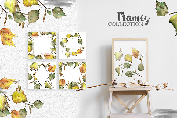 Leaves Birch Watercolor png in Illustrations - product preview 1