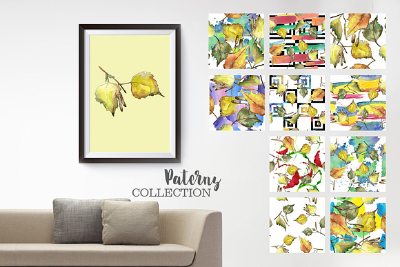 Leaves Birch Watercolor png in Illustrations - product preview 3
