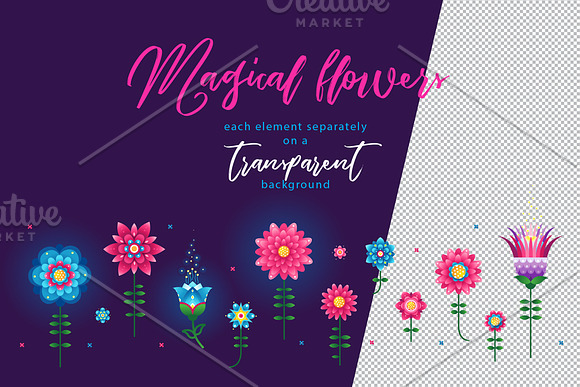 2. Vector Set of Magical Flowers in Illustrations - product preview 2