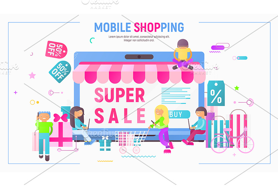 Mobile Shopping Banner in Illustrations - product preview 8