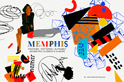 Memphis Posters Patterns and Clipart