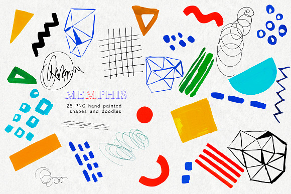 Memphis Posters Patterns and Clipart in Illustrations - product preview 3