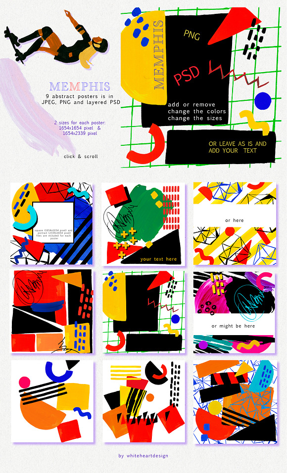 Memphis Posters Patterns and Clipart in Illustrations - product preview 11