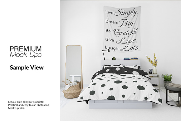 Tapestries in Bedroom - Many Sizes in Product Mockups - product preview 5