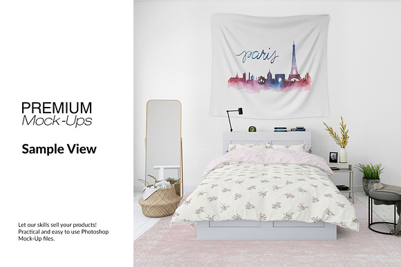 Tapestries in Bedroom - Many Sizes in Product Mockups - product preview 7