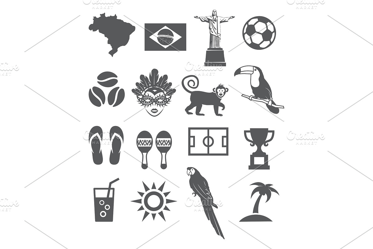 Brazil icons set in Illustrations - product preview 8