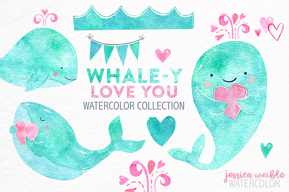 I Whale-y Love You Watercolor  in Illustrations - product preview 1