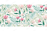 Flowers and Leaves Seamless Pattern