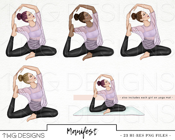 Manifestation Yoga Girl Clip Art in Illustrations - product preview 2