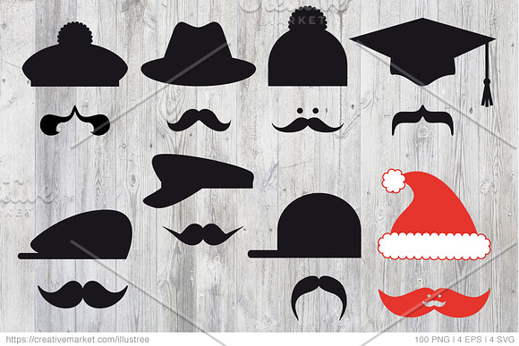 Photo booth props, huge vector set in Graphics - product preview 3