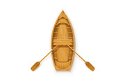 Wooden boat with paddles