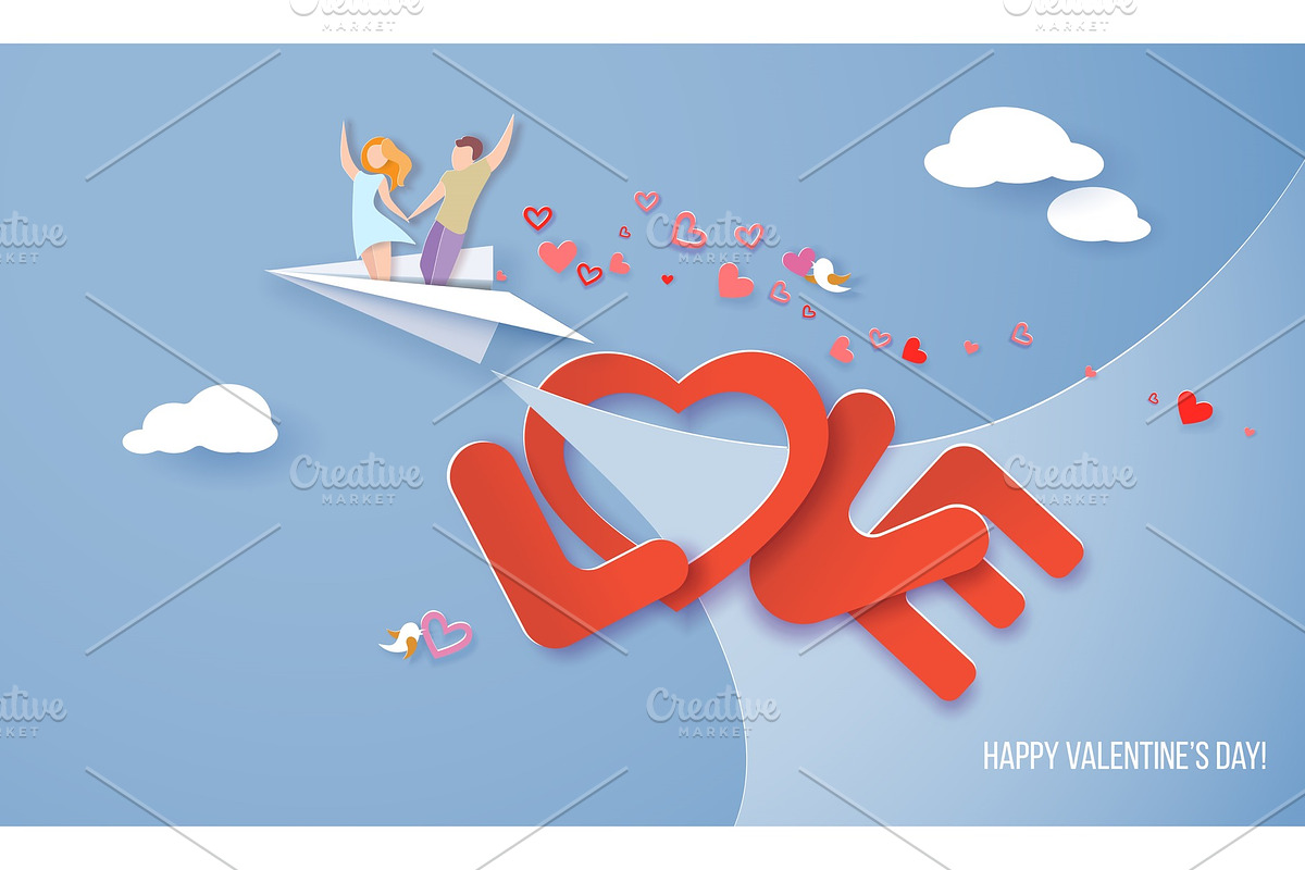 Valentines day card with couple in in Illustrations - product preview 8