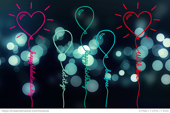 Heart Balloons, vector set in Graphics - product preview 1