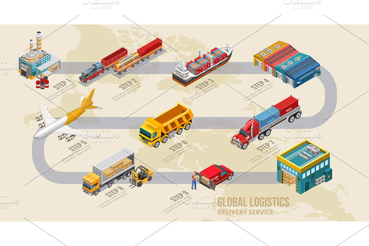 Scheme of delivery service from in Illustrations - product preview 8