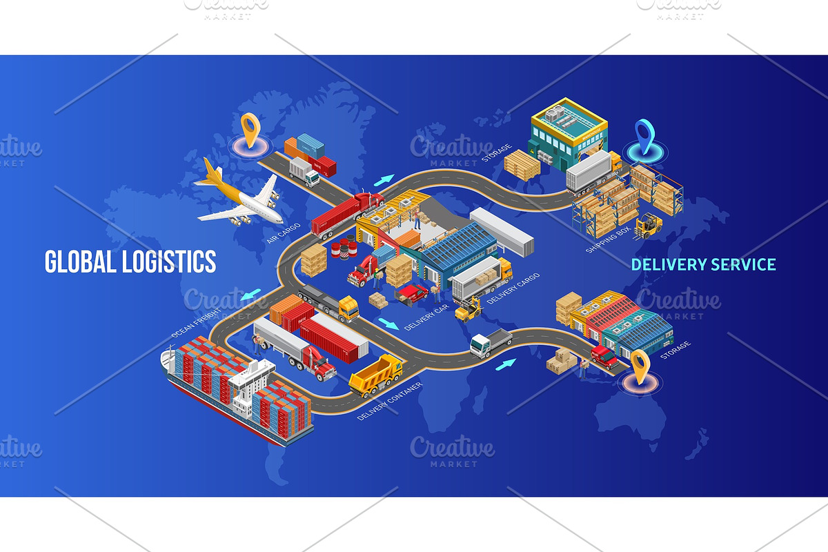 Global logistics and delivery in Illustrations - product preview 8