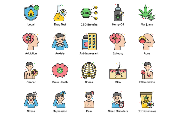 CBD Oil & Weed Icons | Vivid in Flat Icons - product preview 2