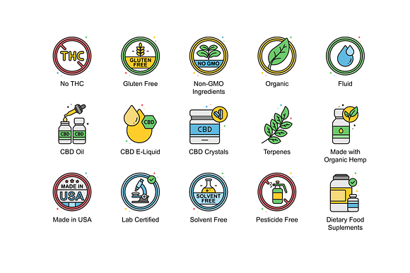 CBD Oil & Weed Icons | Vivid in Flat Icons - product preview 3