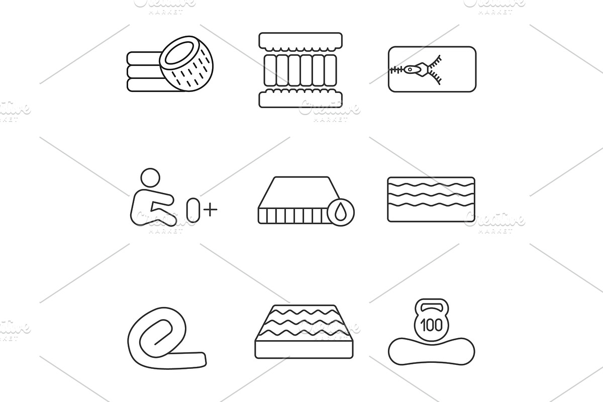 Mattress linear icons set in Icons - product preview 8