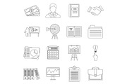 Business plan icons set, outline