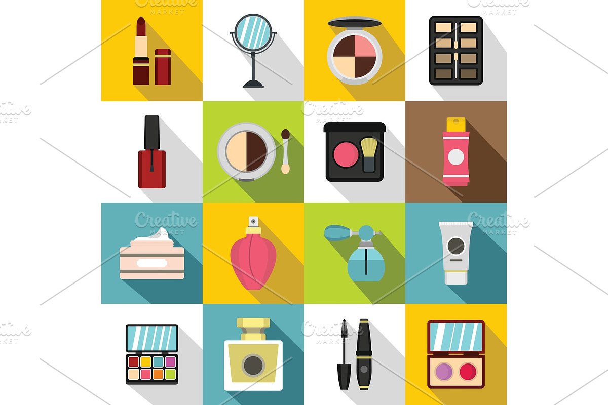 Cosmetics icons set, flat style in Illustrations - product preview 8