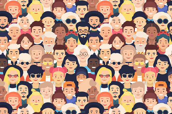 30 people avatars set and seamless in Illustrations - product preview 3