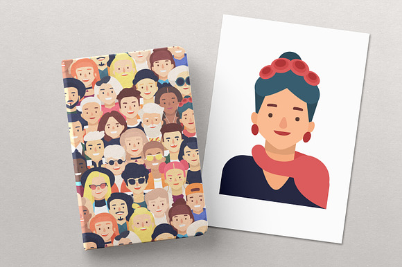 30 people avatars set and seamless in Illustrations - product preview 5