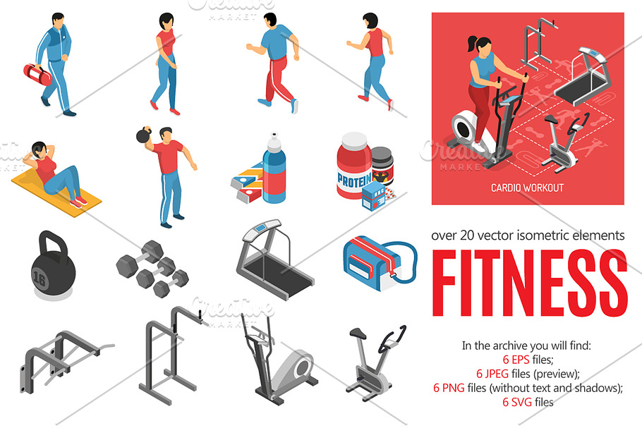 Fitness Isometric Set in Illustrations - product preview 8
