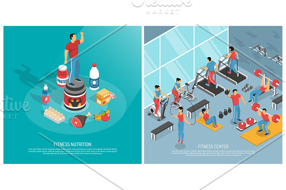 Fitness Isometric Set in Illustrations - product preview 1