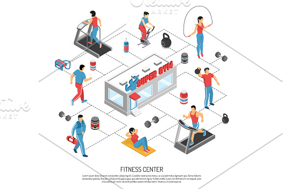 Fitness Isometric Set in Illustrations - product preview 2