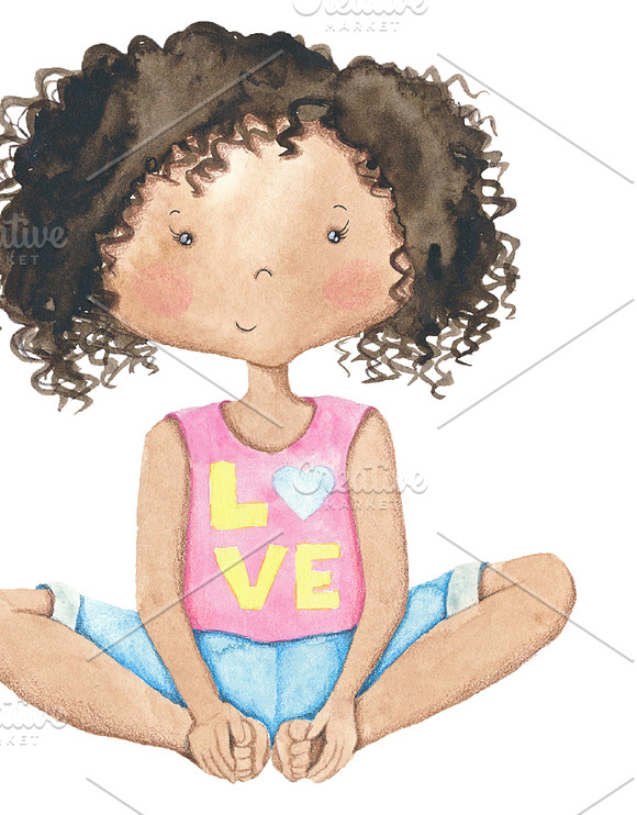Kids Yoga Watercolor Clip Art in Illustrations - product preview 4