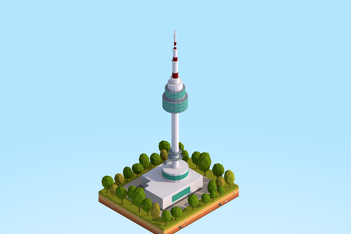Low Poly N Seoul Tower Landmark in Architecture - product preview 8