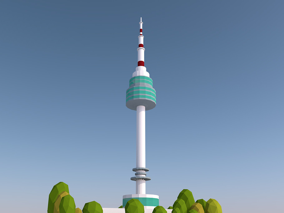 Low Poly N Seoul Tower Landmark in Architecture - product preview 1