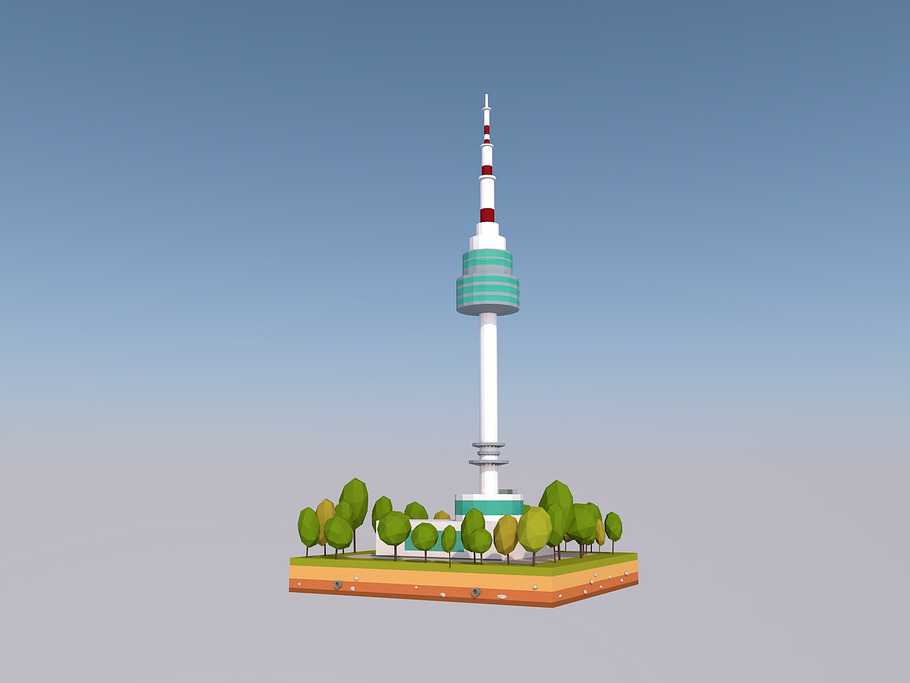 Low Poly N Seoul Tower Landmark in Architecture - product preview 2