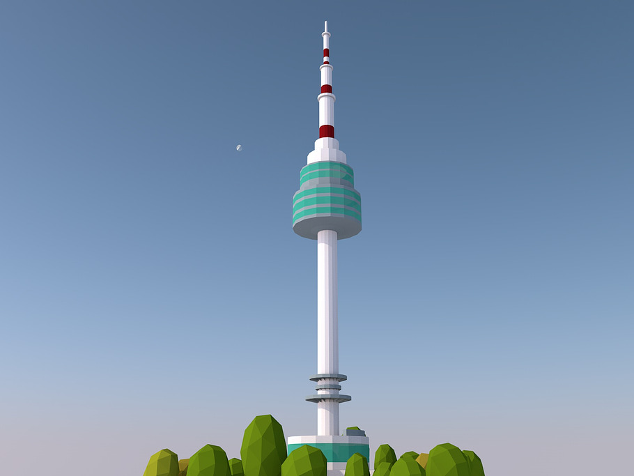 Low Poly N Seoul Tower Landmark in Architecture - product preview 3