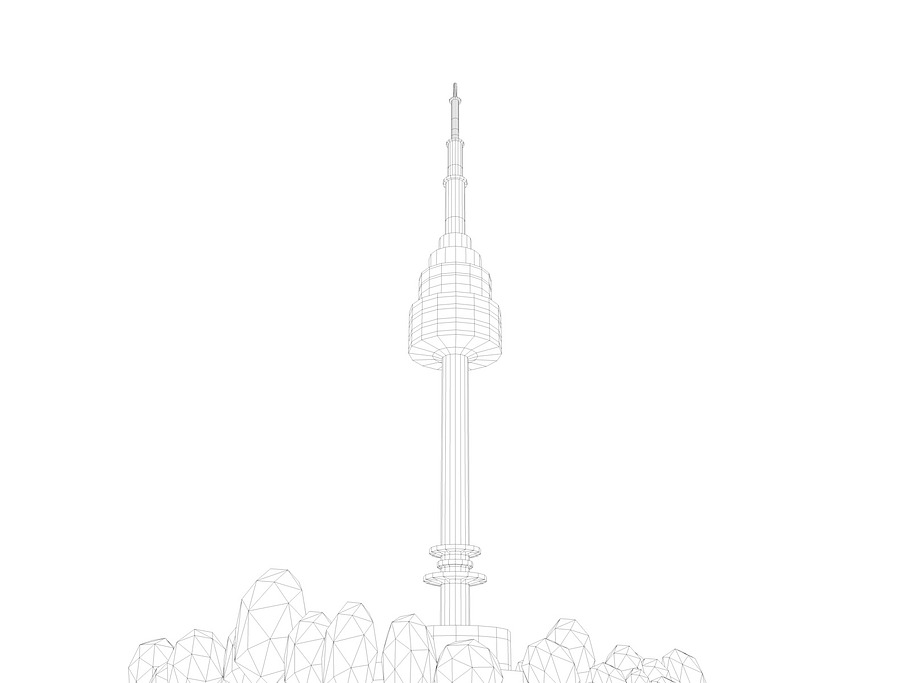 Low Poly N Seoul Tower Landmark in Architecture - product preview 4