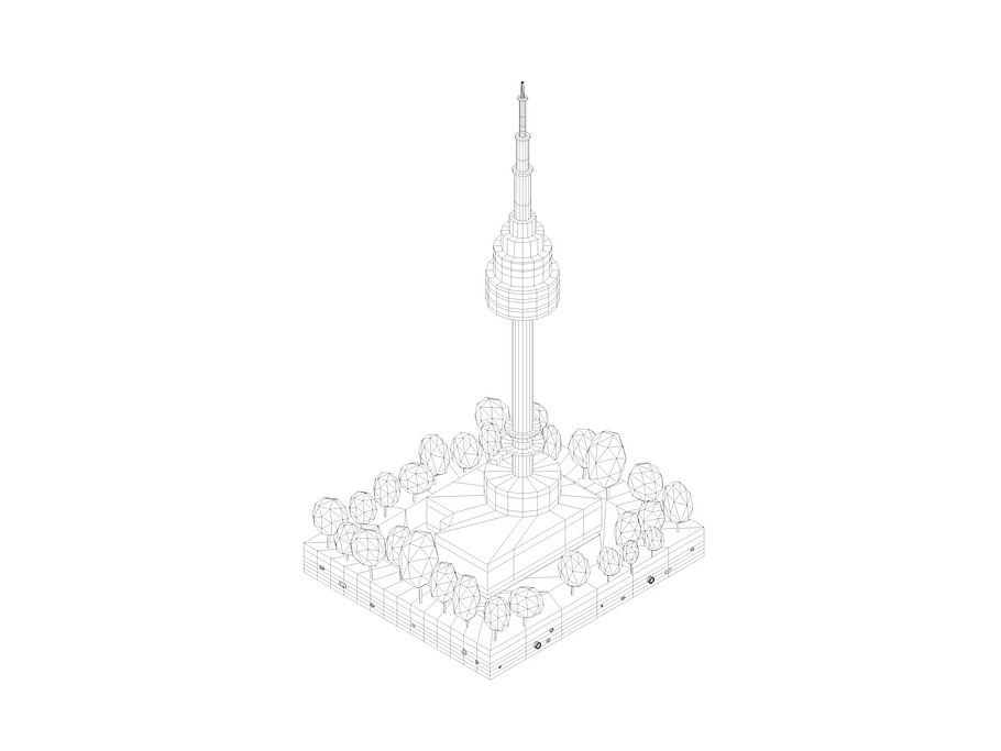 Low Poly N Seoul Tower Landmark in Architecture - product preview 6