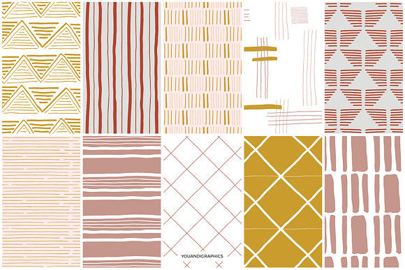 Sunset Lines Hand Drawn Patterns in Patterns - product preview 9