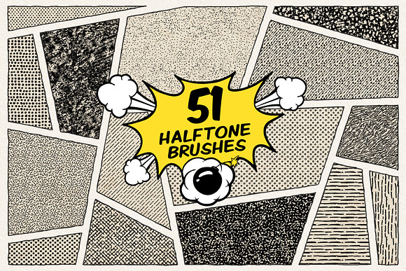 Vintage Comic Book Halftone Brushes in Photoshop Brushes - product preview 1