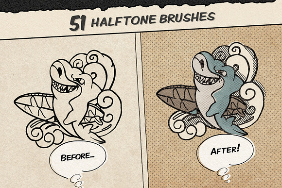 Vintage Comic Book Halftone Brushes in Photoshop Brushes - product preview 2