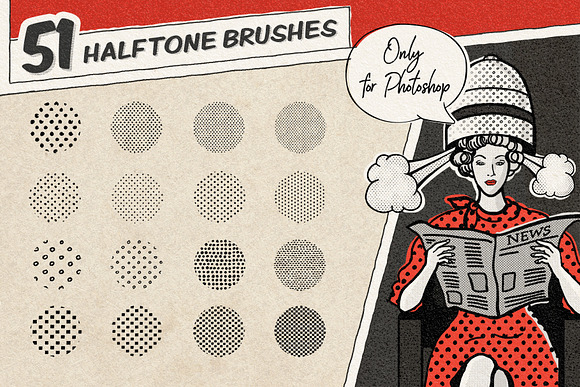 Vintage Comic Book Halftone Brushes in Photoshop Brushes - product preview 3
