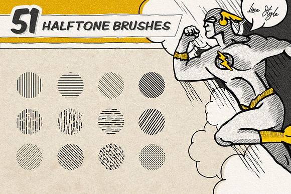 Vintage Comic Book Halftone Brushes in Photoshop Brushes - product preview 4