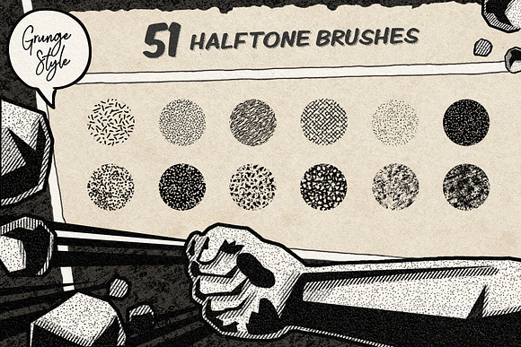 Vintage Comic Book Halftone Brushes in Photoshop Brushes - product preview 5