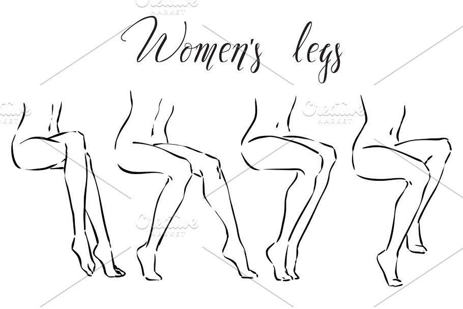 Set of women's legs.  Icons 