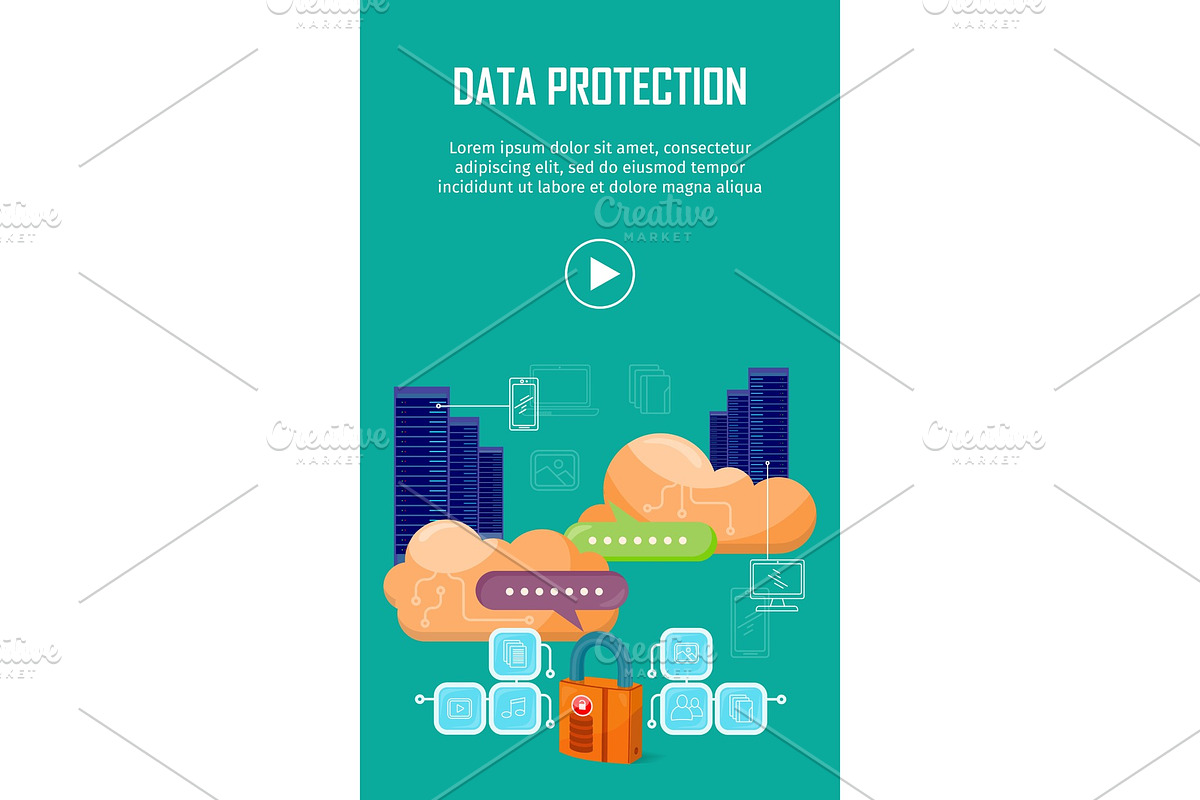 Data Protection Video Web Banner in in Illustrations - product preview 8