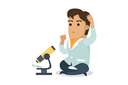 Scientist with Microscope Vector