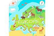 Europe Isometric Map with Flora and